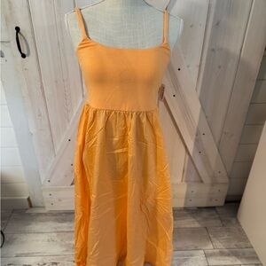 Elegant Orange Spaghetti Strap Dress